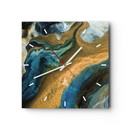 Nástěnné hodiny - Modrá – žlutá – vzájemné vlivy - 40x40 cm