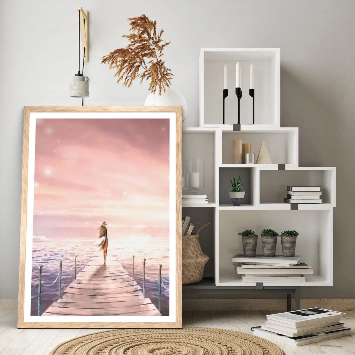 Plakát v rámu světlý dub - Ve světle snu - 40x50 cm