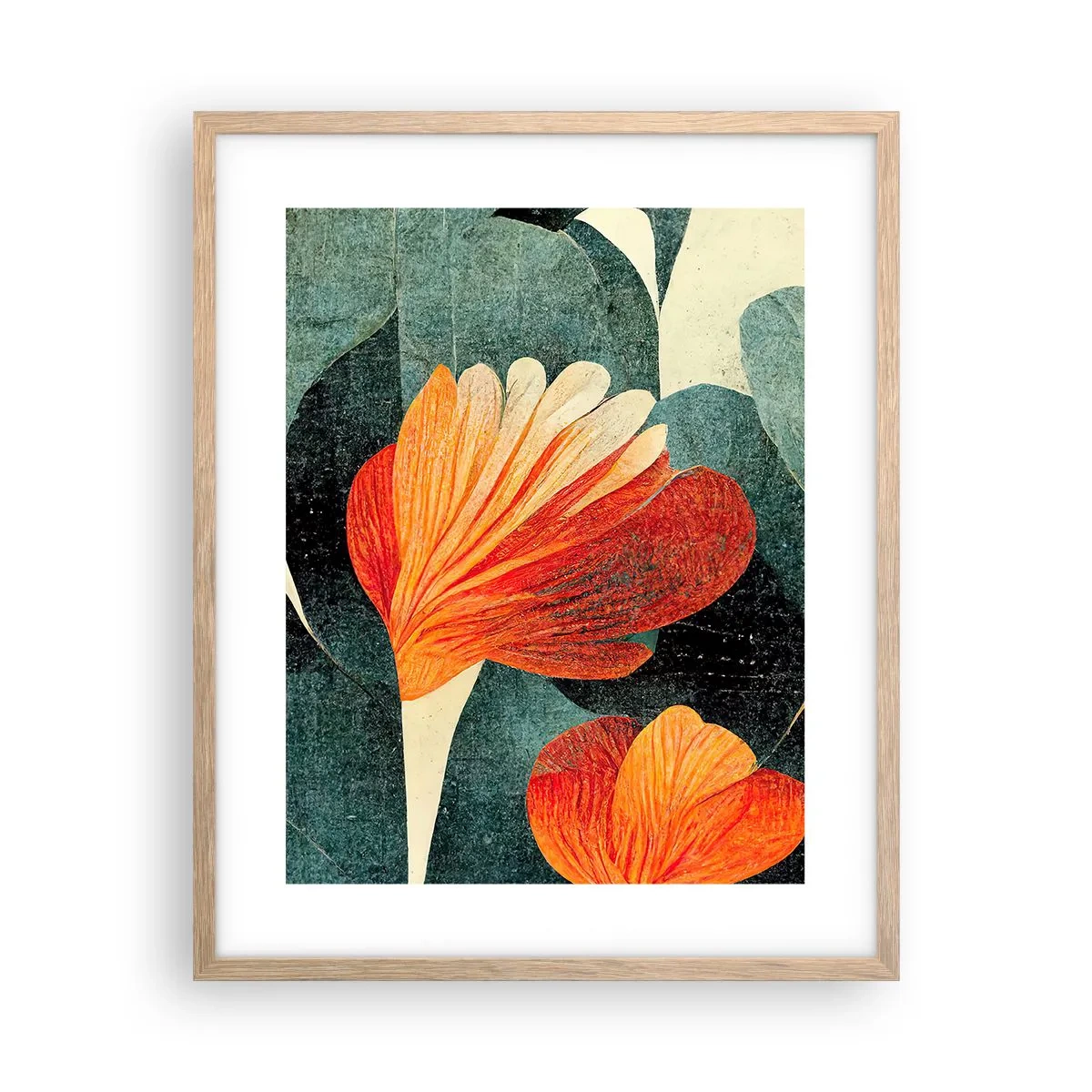 Plakát v rámu světlý dub - Tropické horko a chlad zeleně - 40x50 cm