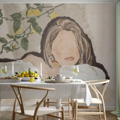Fototapeta Samolepicí Deluxe Sticker - Krasavice z jihu - Žena, Citrony, Minimalismus - 300x210 cm