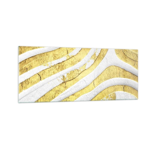 Obraz na skle - Kompozice v bílé a zlaté - 100x40 cm