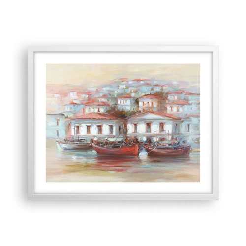 Plakát v bílém rámu - Šťastné městečko - 50x40 cm