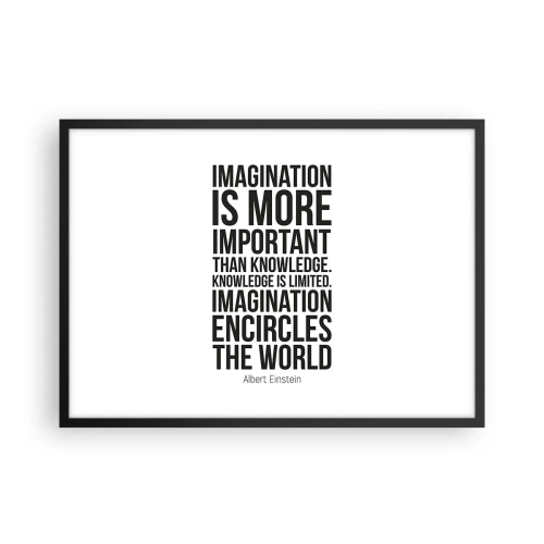 Plakát v černém rámu - Einstein o síle představivosti - 70x50 cm