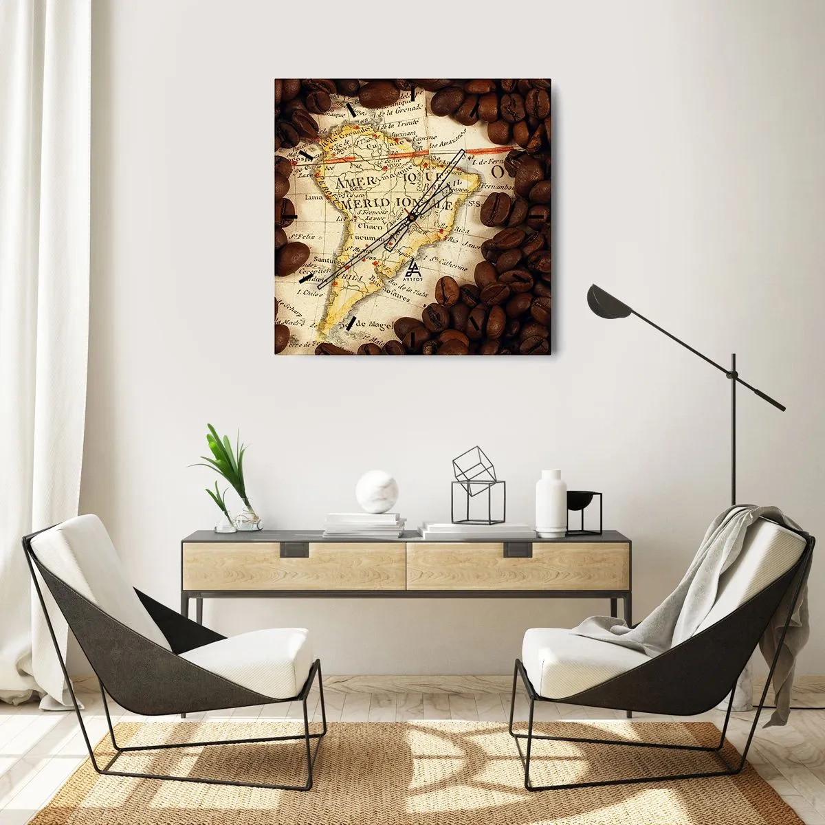 Nástěnné hodiny - Odkud je nejlepší káva? - 40x40 cm