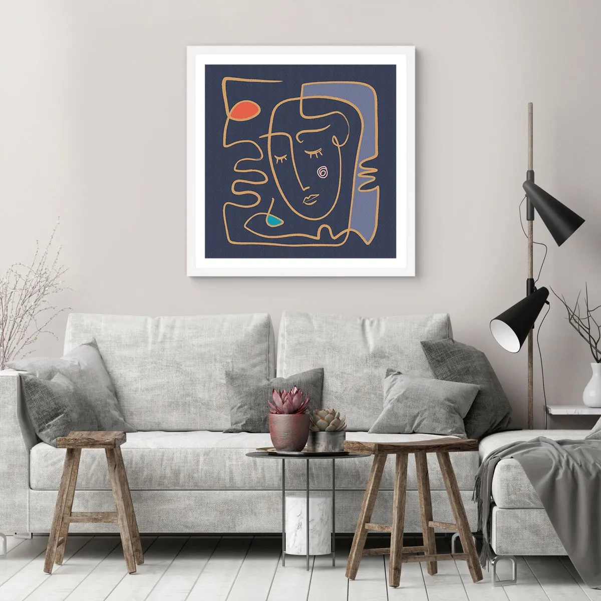 Plakát v bílém rámu - V zádumčivosti - 40x40 cm