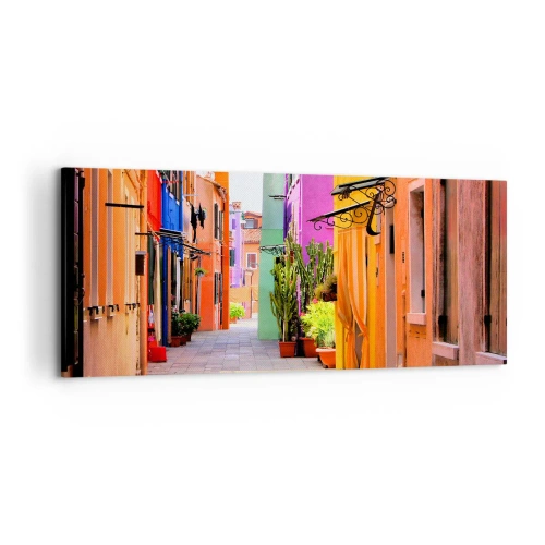 Obraz na plátně - Duhová ulička - 120x50 cm