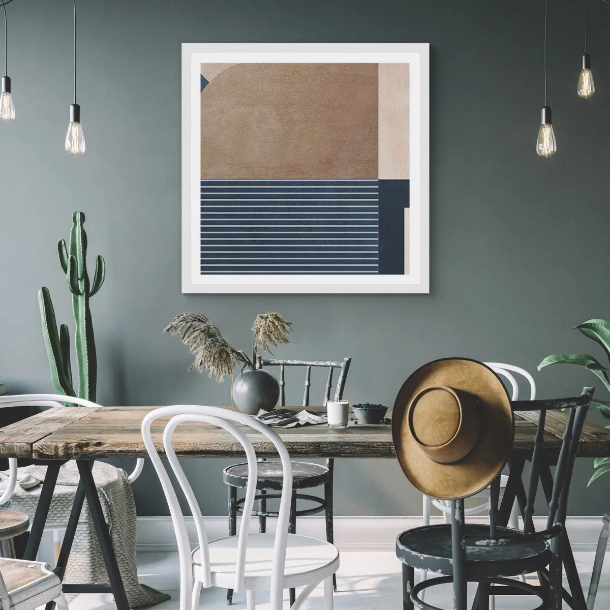 Plakát v bílém rámu - Kompozice jednoduchosti a kulatosti - 60x60 cm