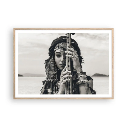 Plakát v rámu světlý dub - Samotná hudba orientu - 100x70 cm