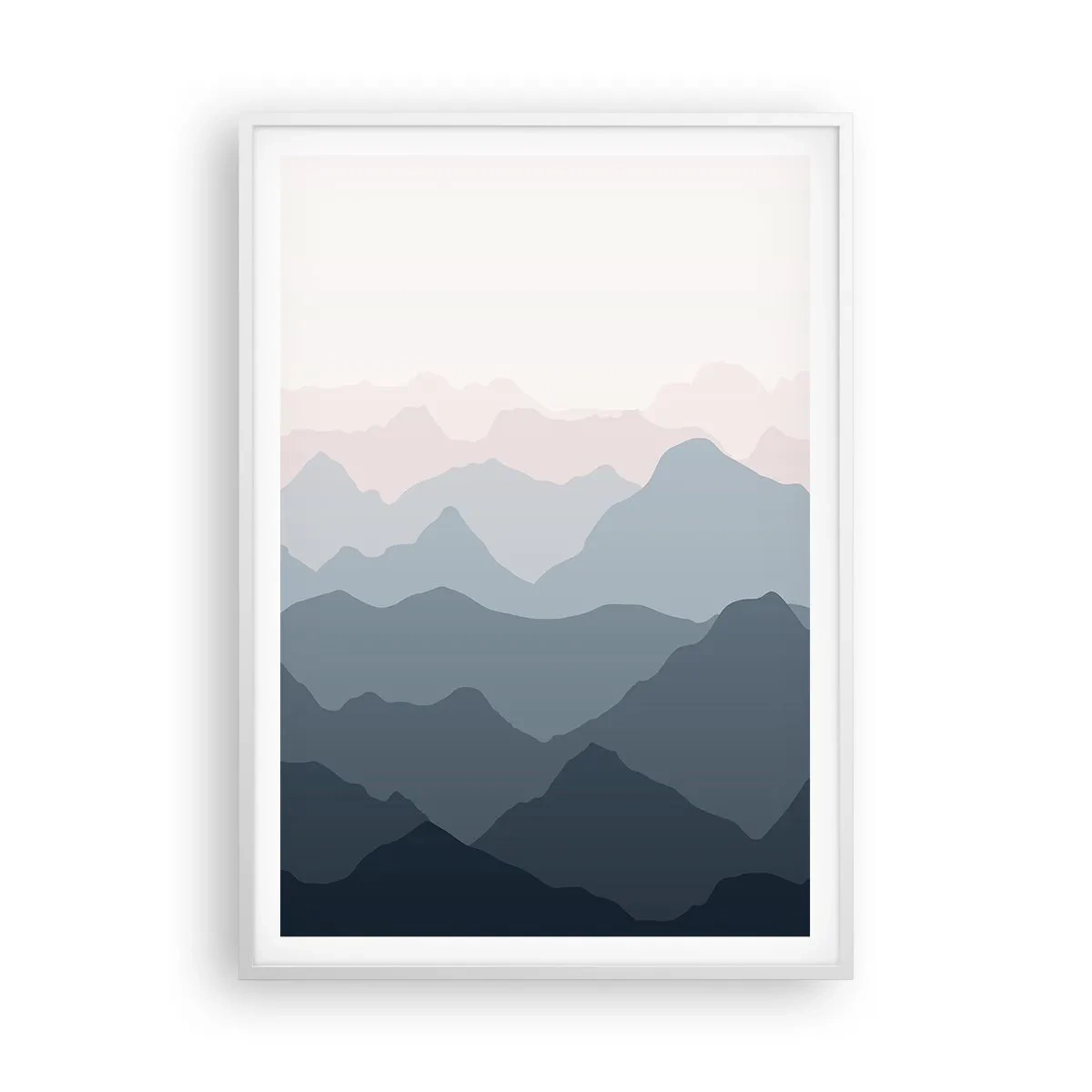Plakát v bílém rámu - Vlny hor - 70x100 cm