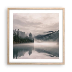 Plakát v rámu světlý dub - V zamyšlení, v mlze - 50x50 cm