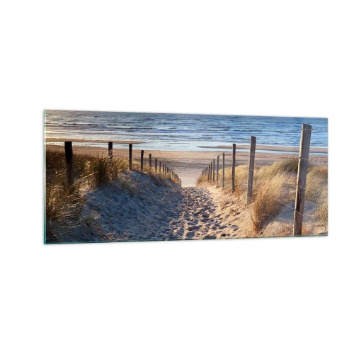 Obraz na skle - Šumění moře, zpěv ptáků, divoká pláž uprostřed trávy… - 100x40 cm