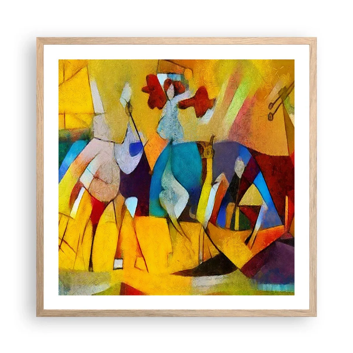 Plakát v rámu světlý dub - Slunce - život - radost - 60x60 cm