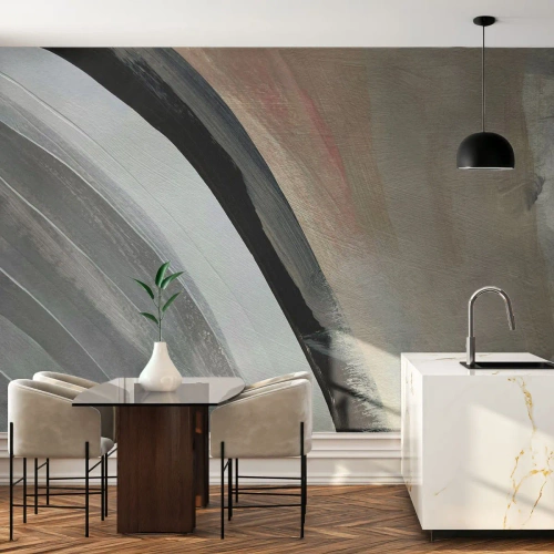 Fototapeta Premium Canvas - Kompozice: černý a šedý oblouk - Abstrakce, Kus, Moderní umění - 500x350 cm