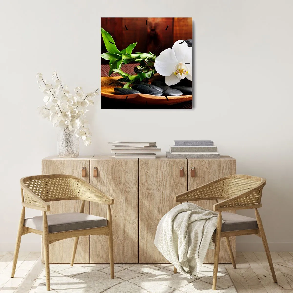 Nástěnné hodiny - Oddejte se doteku přírody - 30x30 cm