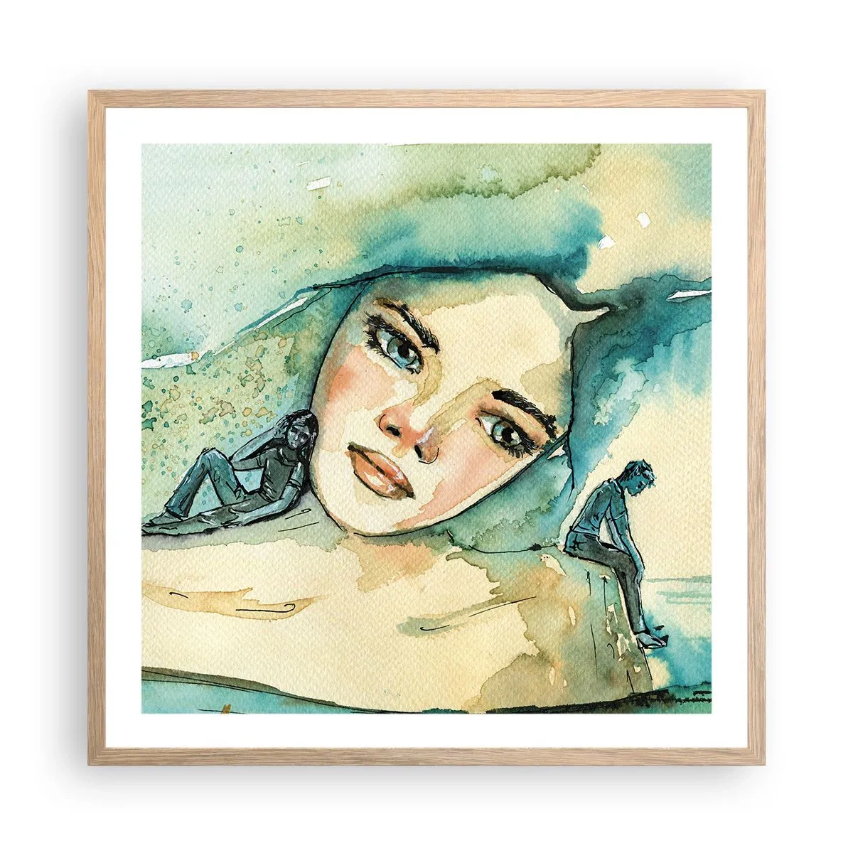 Plakát v rámu světlý dub - Am I blue? - 60x60 cm