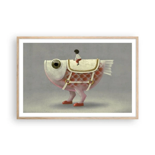 Plakát v rámu světlý dub - Rybí jezdec - 91x61 cm