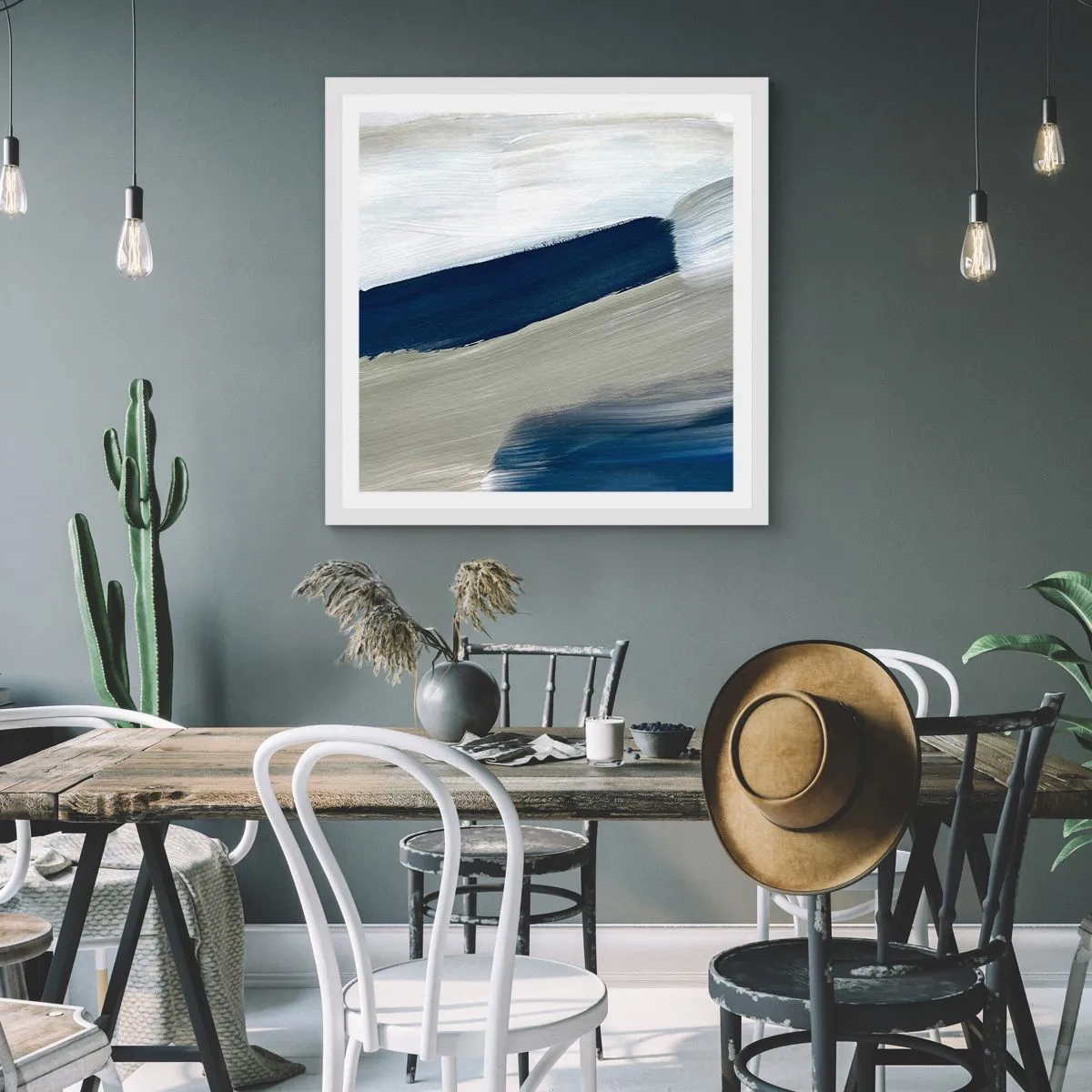 Plakát v bílém rámu - Setkání s bílou - 40x40 cm