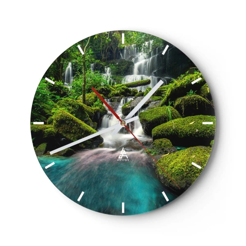 Nástěnné hodiny - Tyrkys, safíry a tekuté stříbro - 40x40 cm