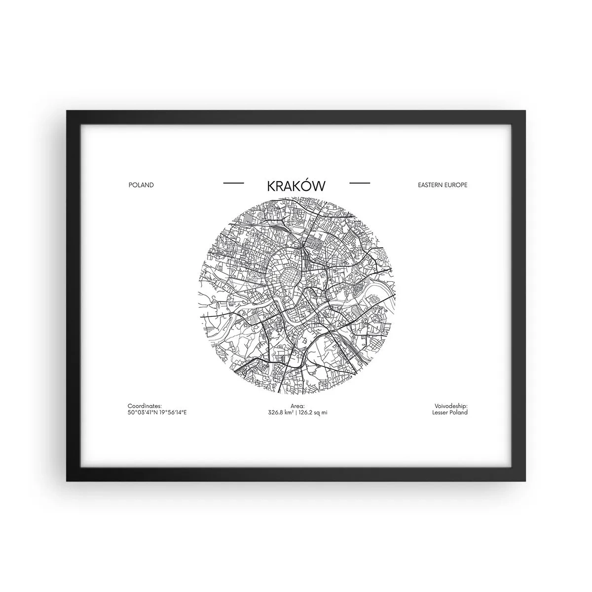Plakát v černém rámu - Anatomie Krakova - 50x40 cm