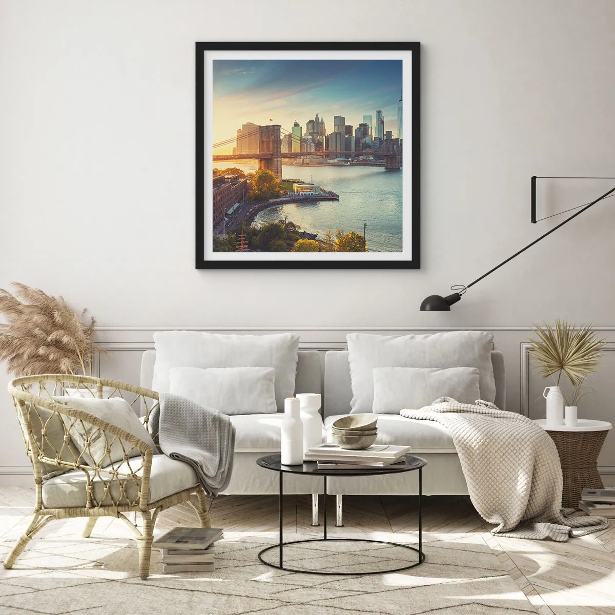 Plakát v černém rámu - Svítání velkoměsta - 40x40 cm