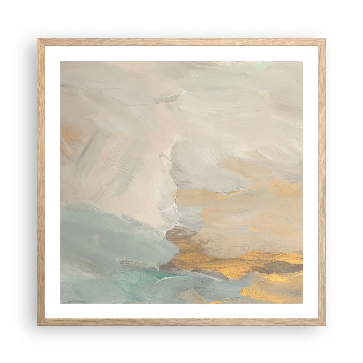 Plakát v rámu světlý dub - Abstrakce – krajina něhy - 60x60 cm