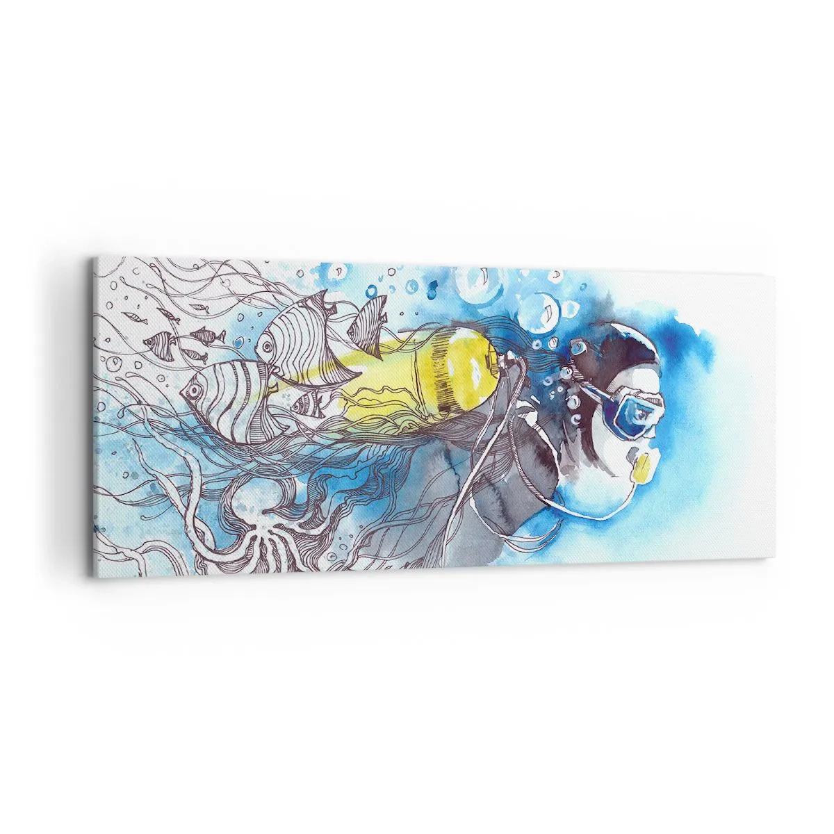 Obraz na plátně - Velká modř - 120x50 cm
