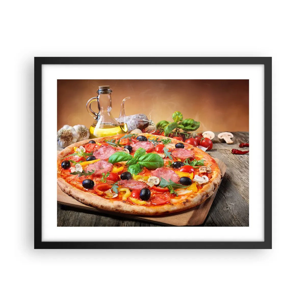 Plakát v černém rámu - Se skutečně italskou chutí - 50x40 cm