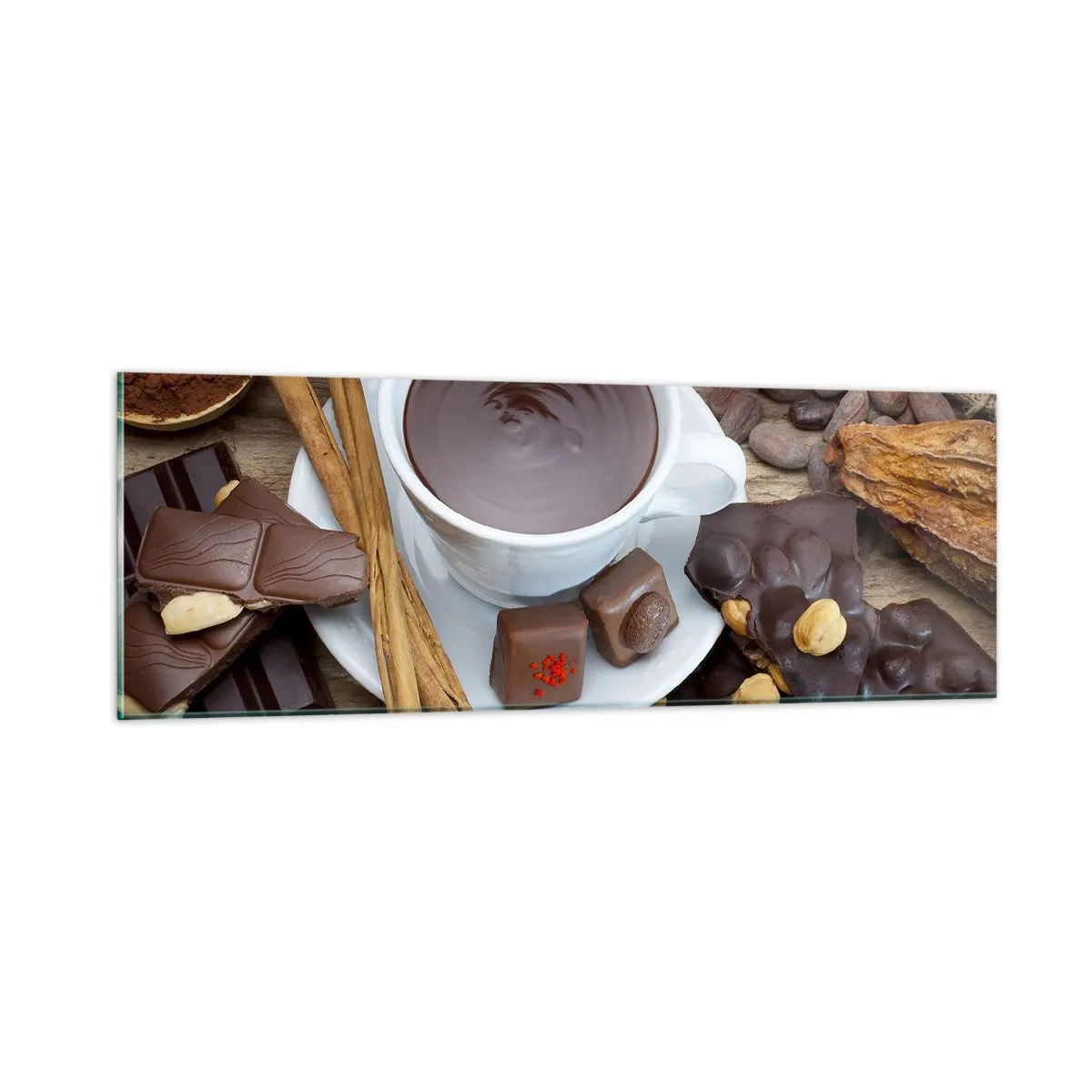 Obraz na skle - Z pohádkové továrny na čokoládu - 90x30 cm