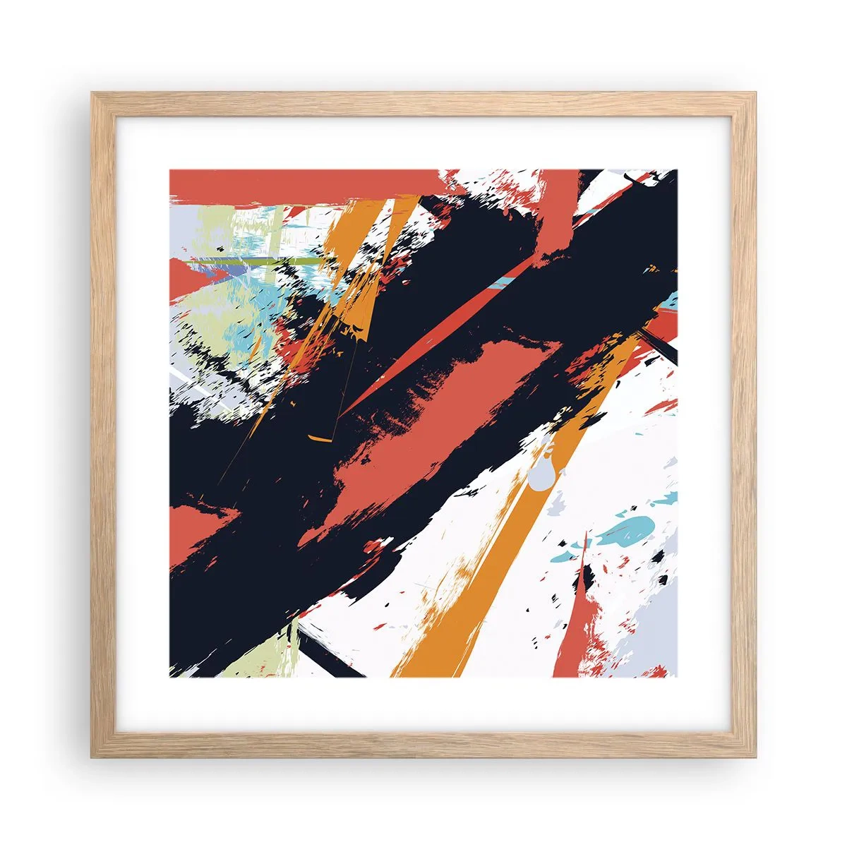 Plakát v rámu světlý dub - Dynamická kompozice - 40x40 cm
