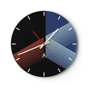 Nástěnné hodiny - Geometrická abstrakce s liniemi v kontrastních barvách - 30x30cm - Jednoduchý příběh - Moderní nástěnná dekorace do obývacího pokoje, kuchyně a ložnice ARTTOR
