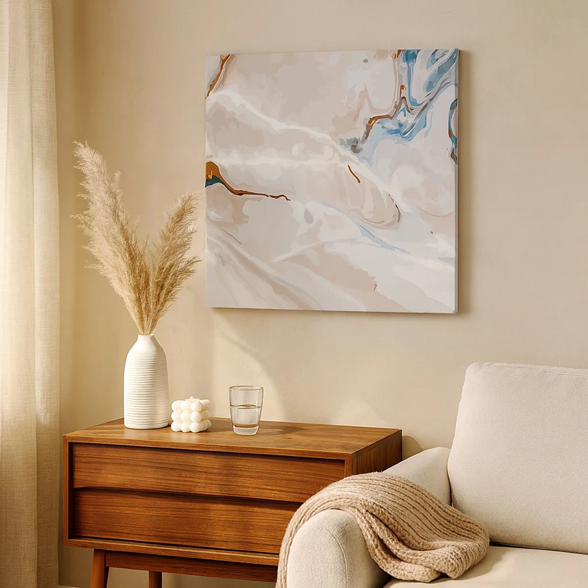 Obraz na plátně - Modré meandry pod bílou - 30x30 cm