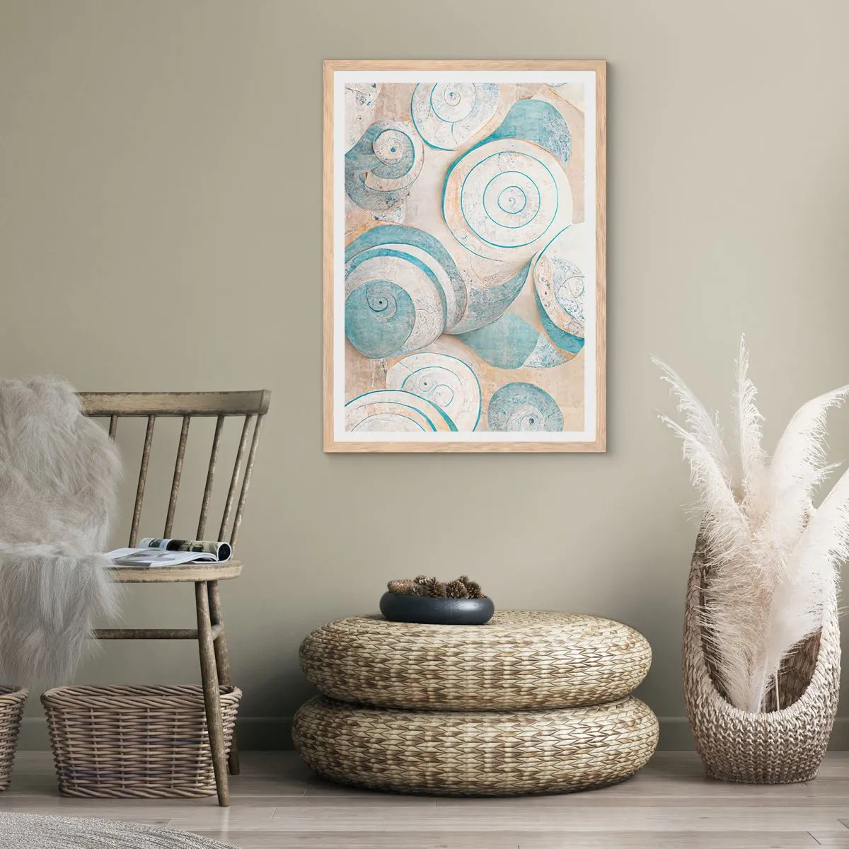 Plakát v rámu světlý dub - Co skrývá mušle? - 70x100 cm