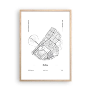 Plakát v rámu světlý dub - Anatomie Dubaje - 50x70 cm