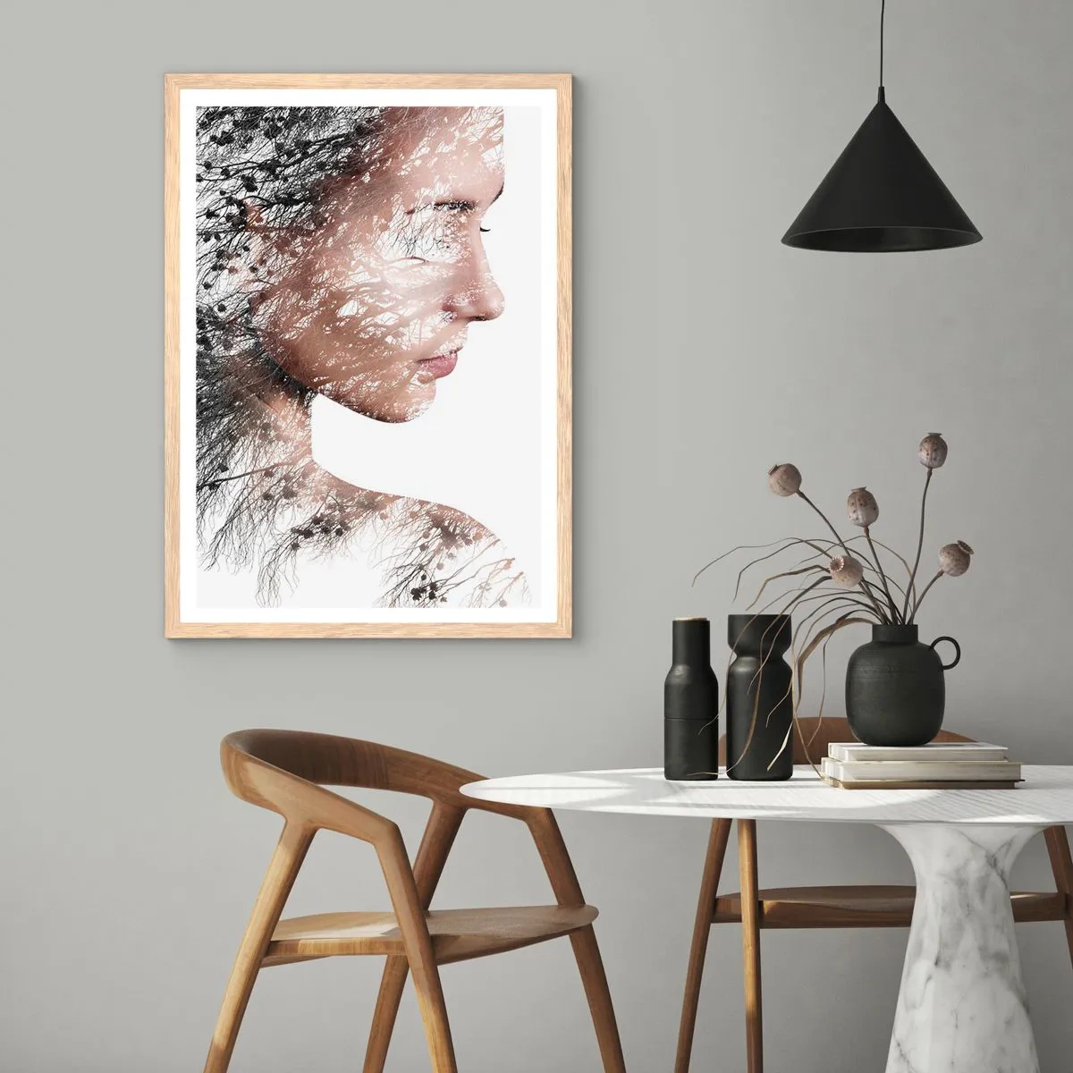 Plakát v rámu světlý dub - Duch lesa - 70x100 cm