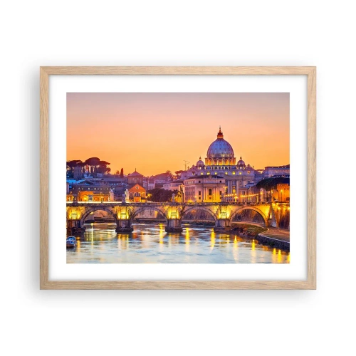 Plakát v rámu světlý dub - Soumrak nad Věčným městem - 50x40 cm