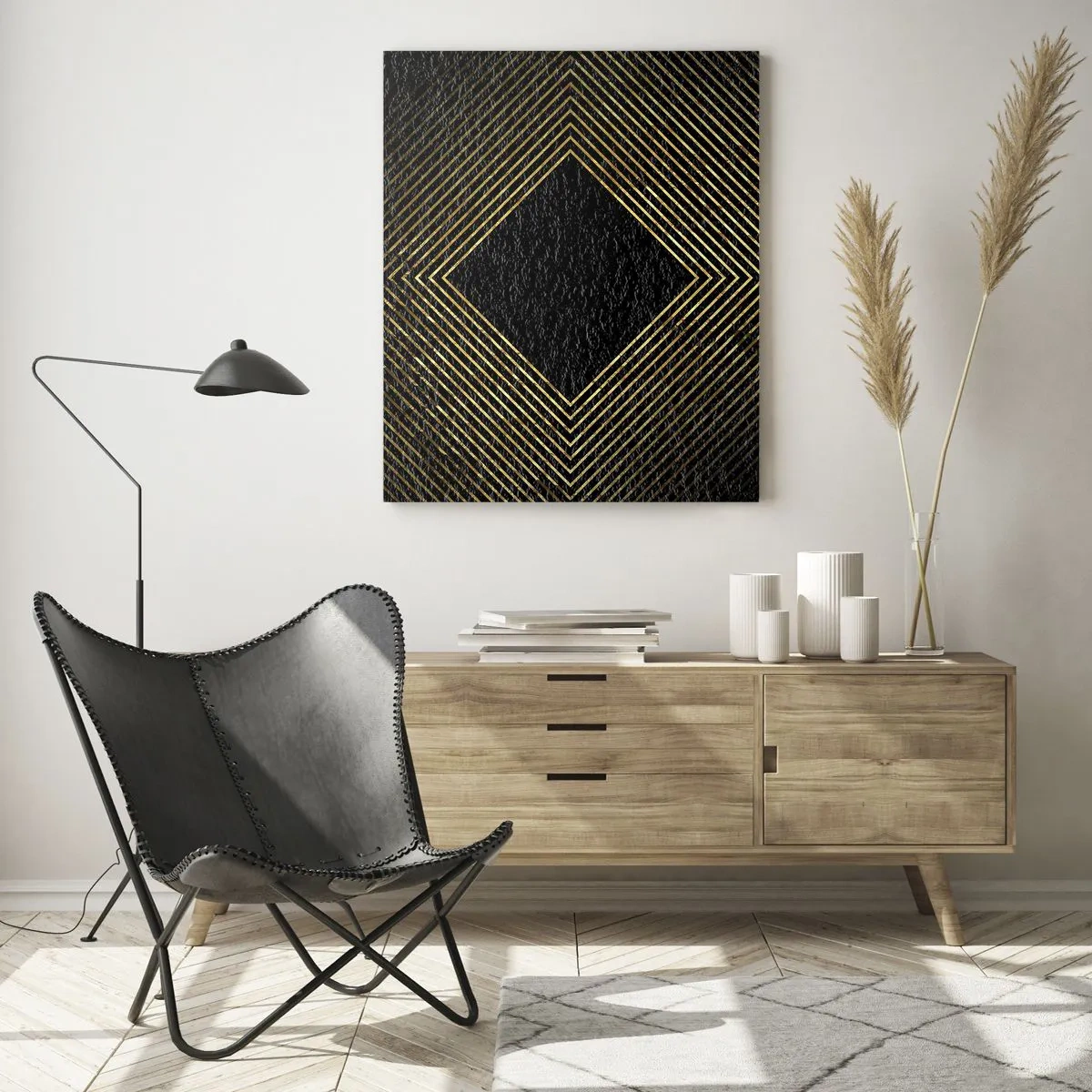 Obraz na skle - Geometrie ve stylu glamour - 50x70 cm