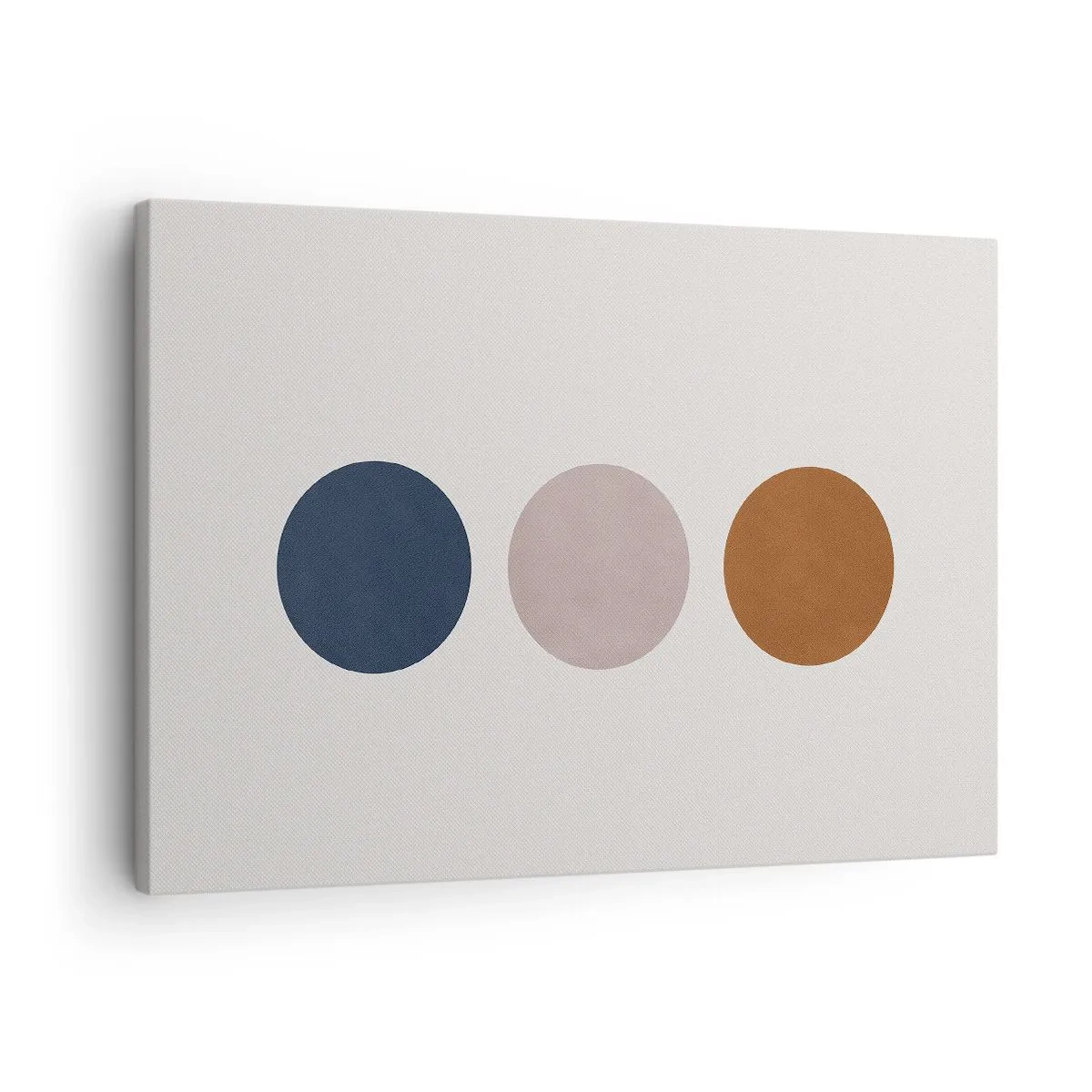 Obraz na plátně - Minimalistická kompozice se třemi barevnými kruhy - 70x50cm - Symbol dokonalosti - Moderní nástěnná dekorace do obývacího pokoje a ložnice ARTTOR