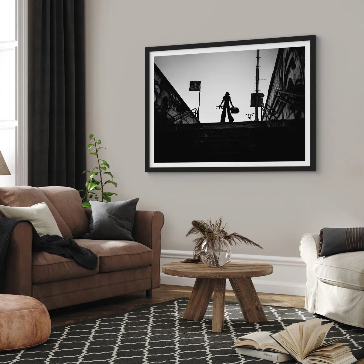 Plakát v černém rámu - Městská cesta - 100x70 cm