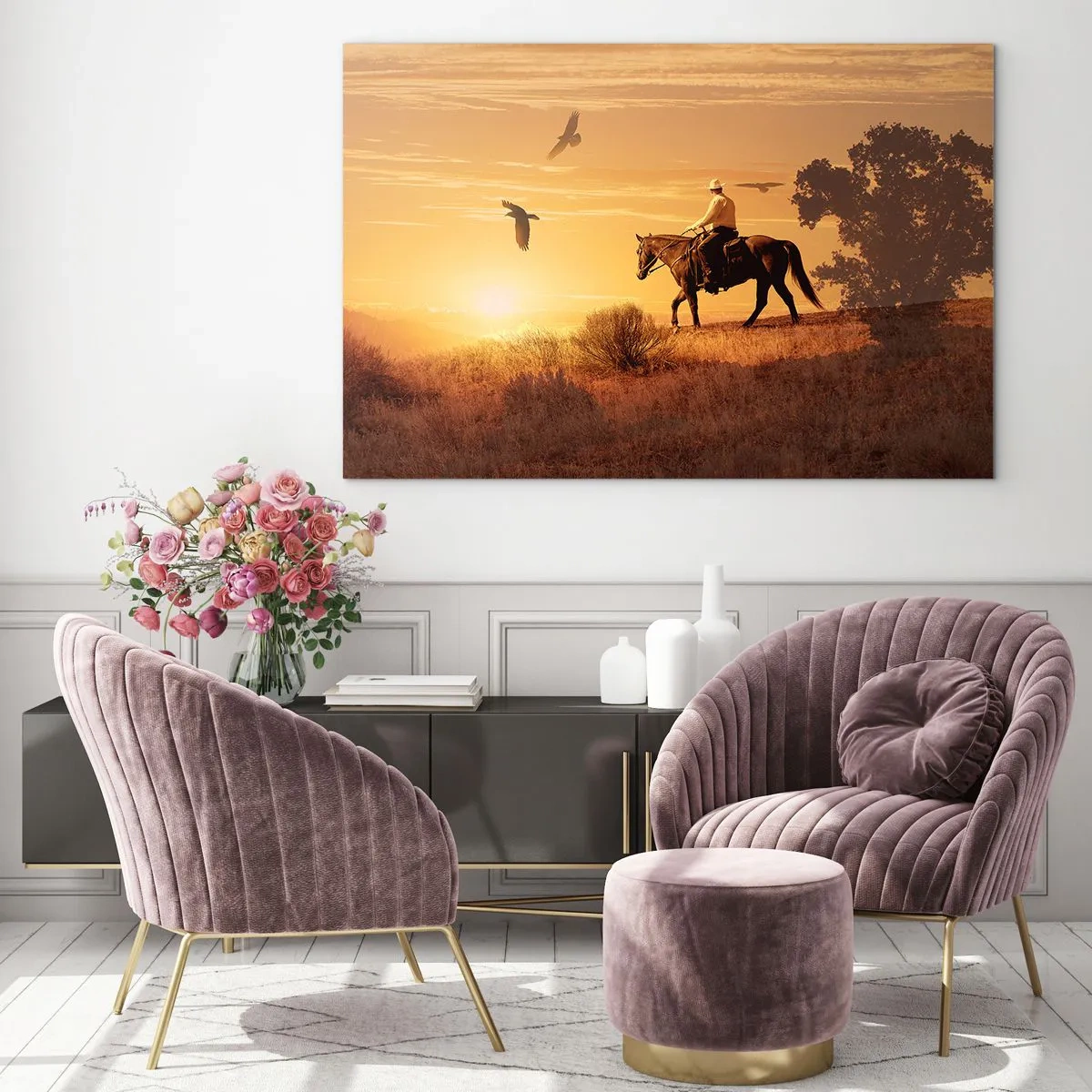 Obraz na skle - Sám prérií - 100x70 cm