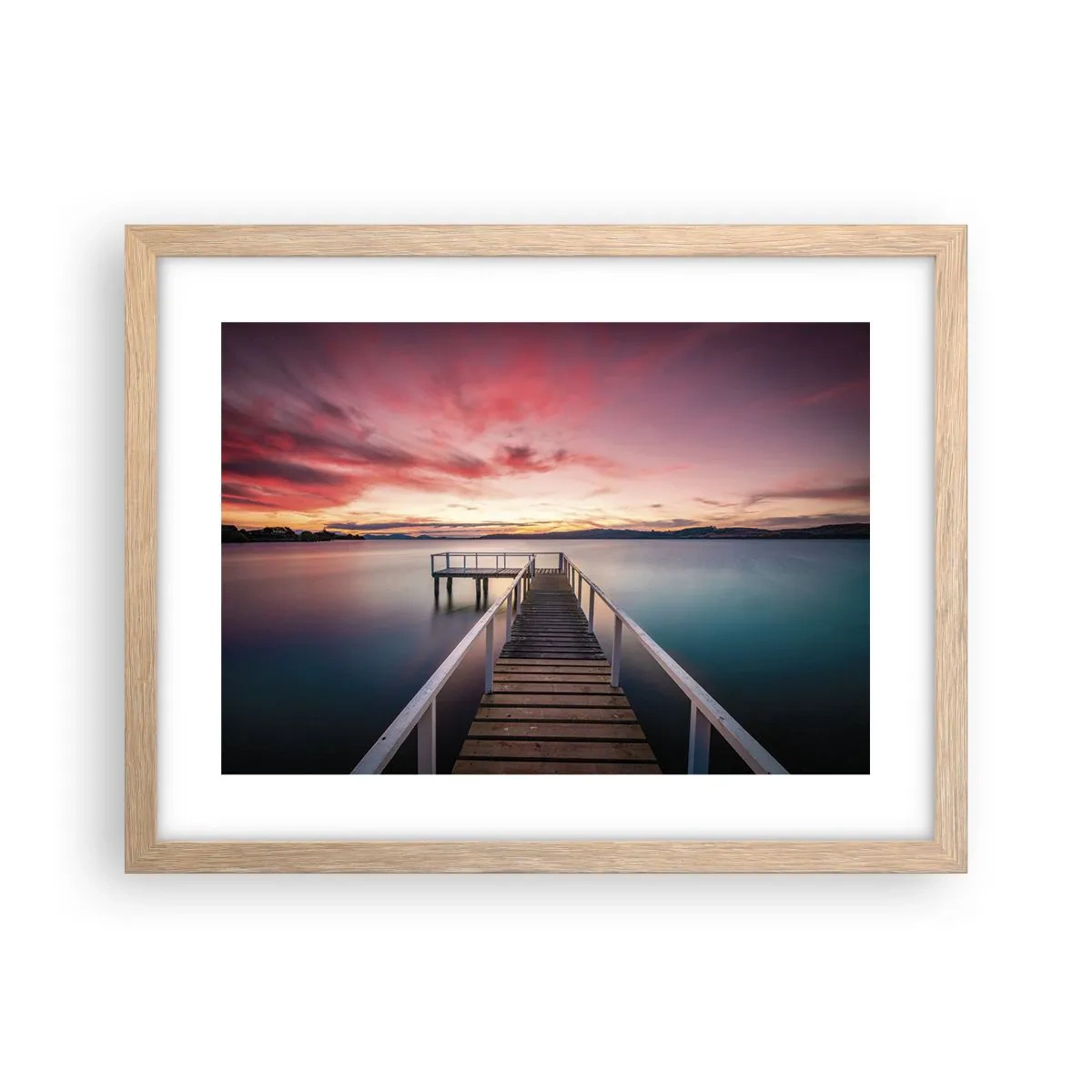 Plakát v rámu světlý dub - Jemný plamen večera - 40x30 cm