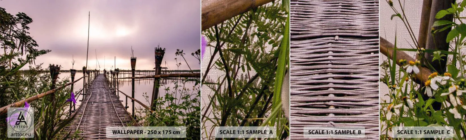 Vzor Fototapety Premium Canvas - Klid a pohoda Asie - Krajina, Řeka, Bambus - 100x30 cm