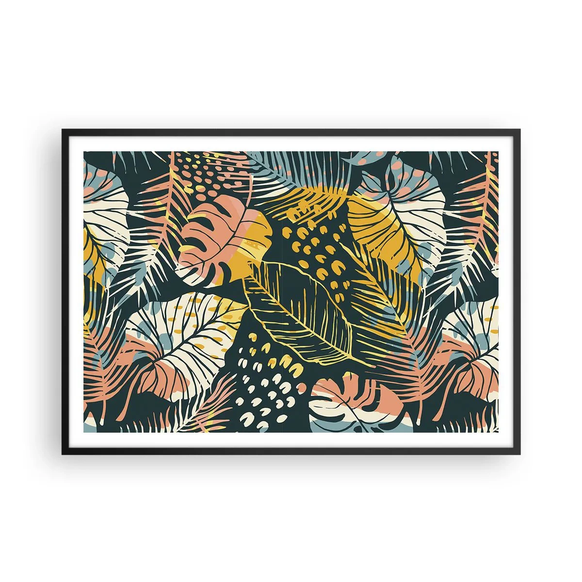 Plakát v černém rámu - Listová fantazie - 100x70 cm
