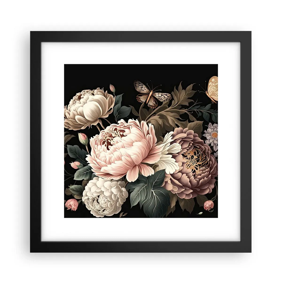 Plakát v černém rámu - V barokním stylu - 30x30 cm