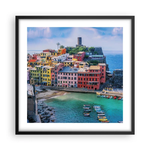 Plakát v černém rámu - Středomořské kouzelné městečko - 50x50 cm