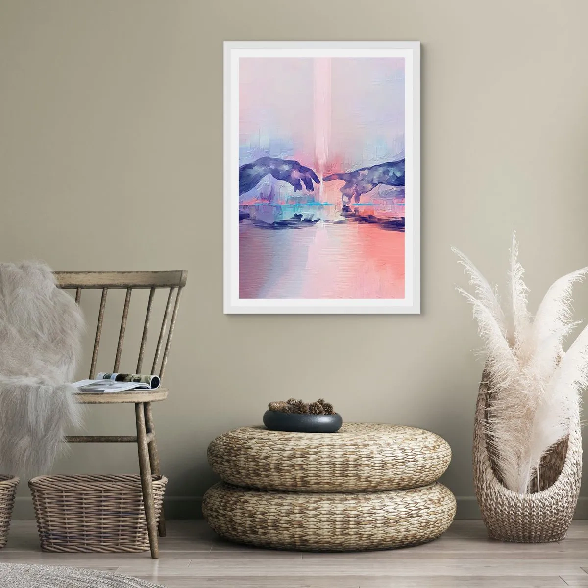 Plakát v bílém rámu - Božská jiskra života - 30x40 cm