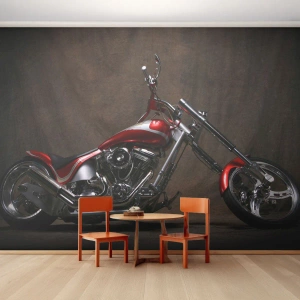 Fototapeta Samolepicí Deluxe Sticker - Červeno-stříbrná krása - Motorka, Vrtulník, Automobilový průmysl - 250x175 cm