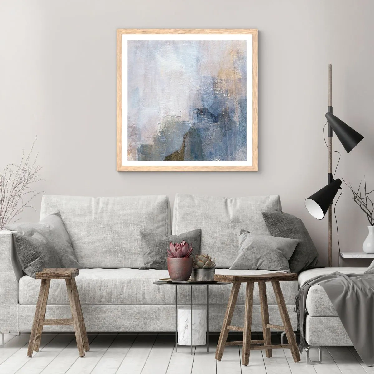 Plakát v rámu světlý dub - Tóny a akordy barev - 50x50 cm