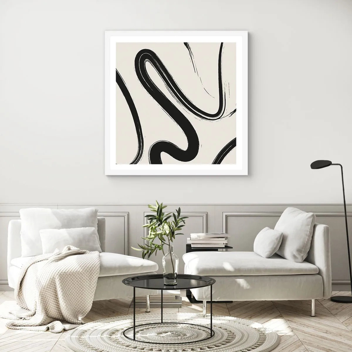 Plakát v bílém rámu - Černobílý rozmar - 60x60 cm