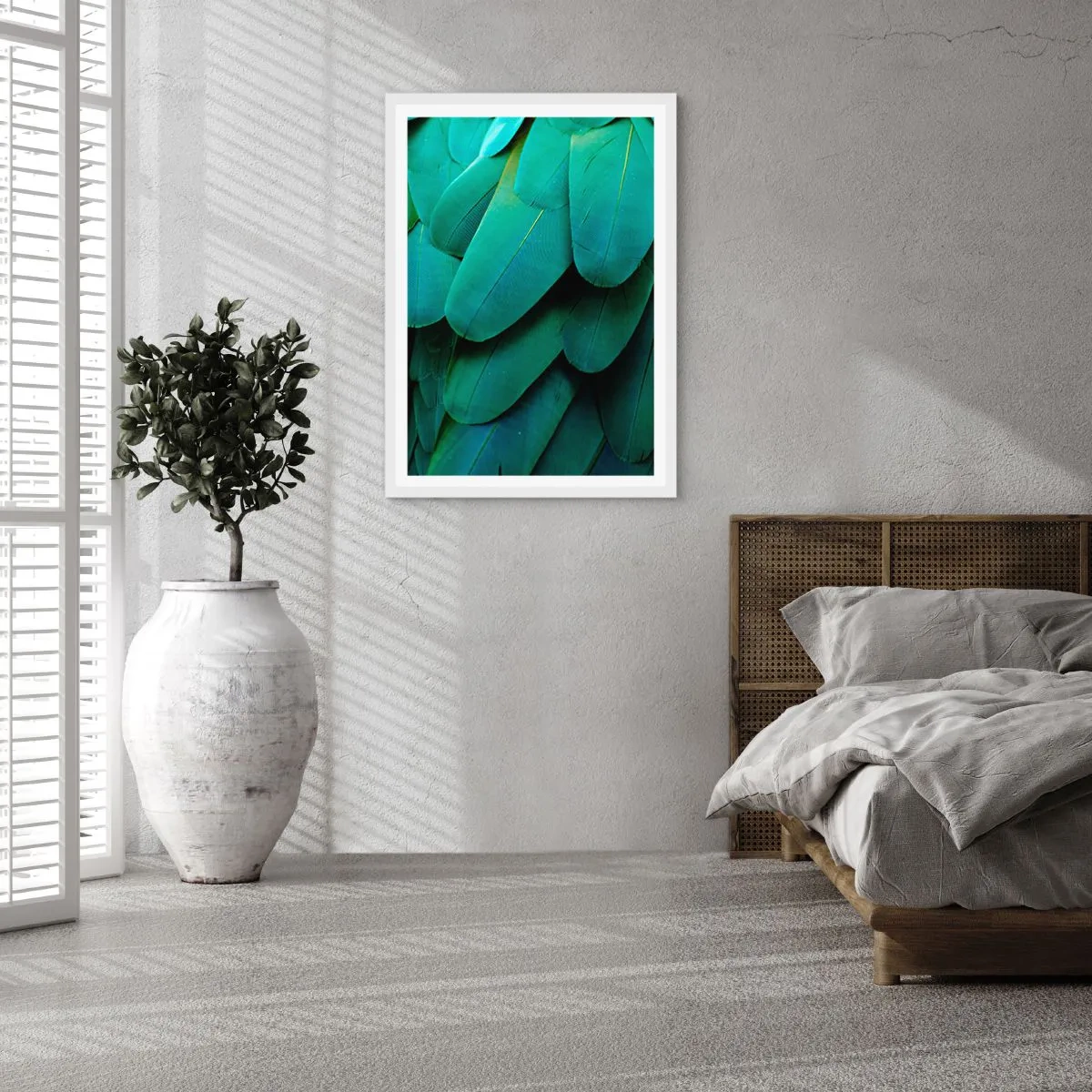 Plakát v bílém rámu - Přesnost papouščí povahy - 61x91 cm