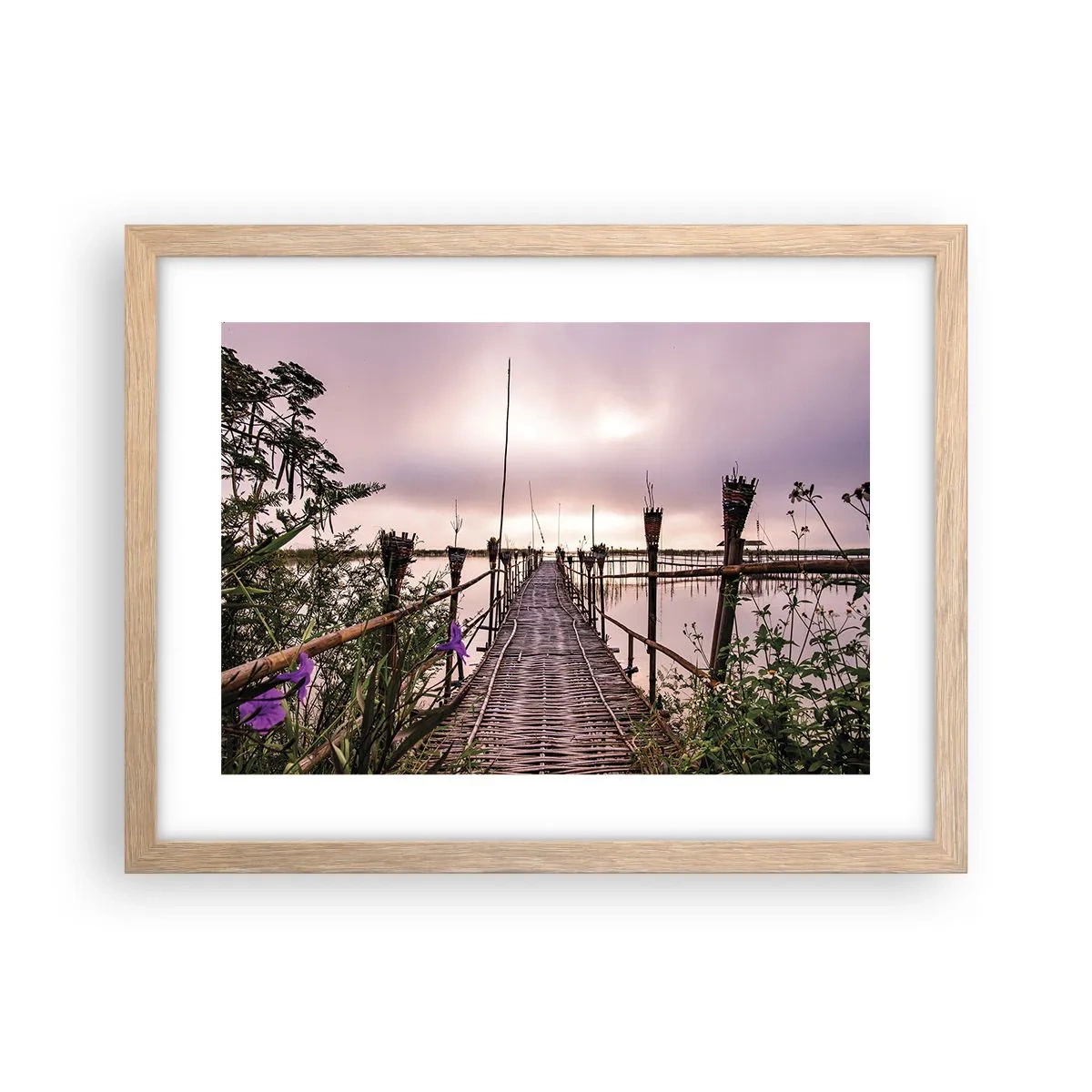 Plakát v rámu světlý dub - Klid a pohoda Asie - 40x30 cm